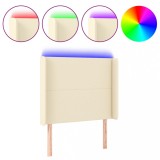 Cumpara ieftin Tablie de pat cu LED, crem, 83x16x118/128 cm, piele ecologica
