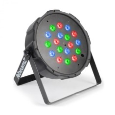 Beamz FlatPAR 118B, 18 X 1W, PAR-reflector, RGB, LED, DMX, IR, telecomanda foto