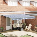 vidaXL Cortina Retractabilă Albastru și Alb 450 &times; 300 cm