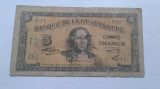 Guadeloupe 5 Francs -ND(1942)-Foarte rara-UZATA
