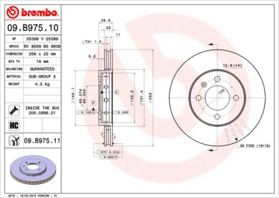 BREMBO 09.B975.11 PRIME LINE - UV Coated Disc frana foto