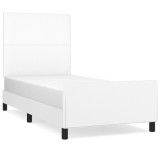 Cumpara ieftin Cadru de pat cu tablie, alb, 100x200 cm, piele ecologica