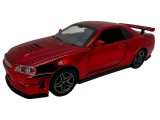 Macheta Nissan GTR R34 rosu scara 1:32 replica metal lumini si sunete usi deschise