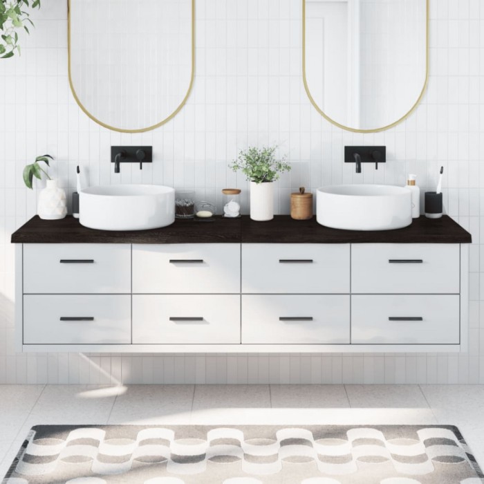 Gossi blat de baie, maro inchis, 200x60x(2-4) cm, lemn masiv tratat