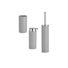Set accesorii de baie, 3 piese, Plastic, Gri