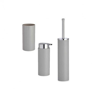 Set accesorii de baie, 3 piese, Plastic, Gri foto