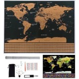 Cumpara ieftin Harta razuibila a lumii,cu drapele si accesorii incluse, pentru copii si pasionati de calatorii,82x59 cm - Multicolor