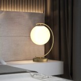 Cumpara ieftin Veioza / lampa de masa, 1 glob din sticla alba , dulie E27, culoare corp auriu, inaltime 35cm