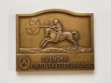 Cumpara ieftin Placheta suedeza de tir, anul 1955 - Asociația suedeză de tir cu pistol