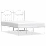 Cumpara ieftin Cadru de pat metalic cu tablie, alb, 120x190 cm