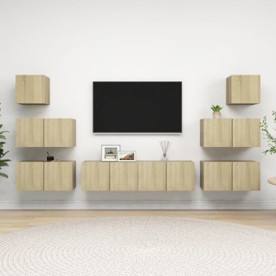 vidaXL Set dulapuri TV, stejar Sonoma, 8 piese, PAL foto