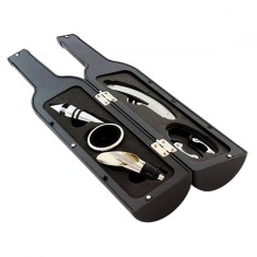 Set Cadou &quot;Accesorii Vin in forma de Sticla, 6in1&quot; culoare Neagra