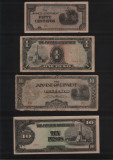 Set Filipine Philippines ocupatia japoneza 50 centavos+1+2x10 pesos 1942-1943