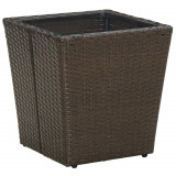 Cumpara ieftin Masă de ceai, maro, 41,5x41,5x44 cm poliratan/sticlă securizată