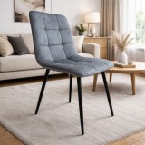 Scaun de living si bucatarie Rizea FDC4, tapiterie catifea, cadru metalic, 100 kg, 85x44x40 cm, gri