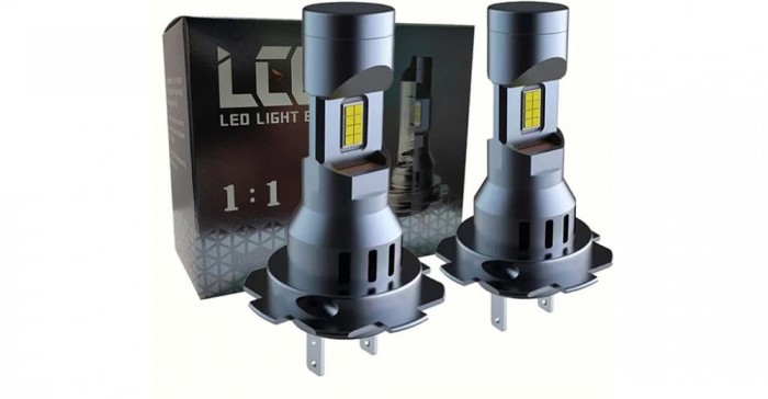 Set 2 becuri LED H7, 55W, lumina alb-rece, 25.000 Lumeni, Fara cablu si ventilator inclus