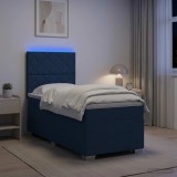 Cumpara ieftin Pat boxspring cu saltea albastru 90 x 190 cm Tesatura