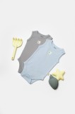Set 2 body-uri fara maneci Bamboo, bleu, BabyCosy, 50% bambus+50% bumbac (Marime: 6-9 luni)