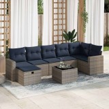 Gossi set canapele de gradina cu perne, 8 piese, gri, poliratan