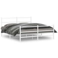 vidaXL Cadru pat metalic cu tăblie de cap/picioare , alb, 150x200 cm