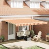 Copertină galben și portocaliu 4,5 &times; 3,5 m Poliester și metal