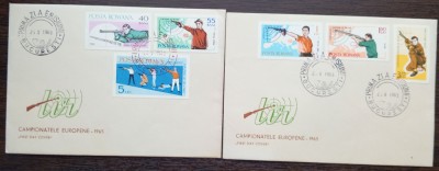 2 FDC ROMANIA - CAMPIONATELE EUROPENE DE TIR - 1965 - SERIE COMPLETA NEDANTELATA foto