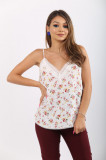 Top alb cu bretele si imprimeu Stradivarius, XS