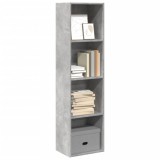 Gossi biblioteca, gri beton, 40x30x152 cm, lemn prelucrat
