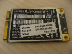 Modul 3g laptop HP ProBook 4330s , WWAN hs2340, ERICSSON F5521gw, 632155-001 foto