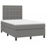 Cumpara ieftin Pat box spring cu saltea, gri inchis, 120x190 cm, textil