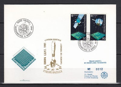 Liechtenstein 1991 - FDC SPECIAL AUR - EUROPA SPATIALA - Tiraj 60 ex. numerotate foto