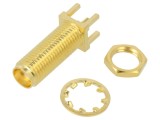 Soclu SMA mamă drept aurit 50&Omega; THT PTFE alamă -65&divide;165&deg;C