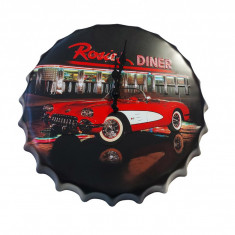 Ceas de perete in forma de capac de bere, Rosies Diner, Metal, 40 cm, 540922X