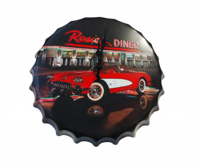 Ceas de perete in forma de capac de bere, Rosies Diner, Metal, 40 cm, 540922X foto