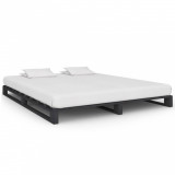 VidaXL Cadru de pat din paleți, gri, 200 x 200 cm, lemn masiv de pin