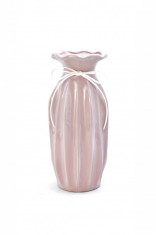 Vaza decor cu snur, ceramica, roz, 23 x 10 cm foto