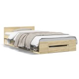 Cumpara ieftin Cadru de pat cu sertar stejar sonoma 100x200 cm lemn prelucrat