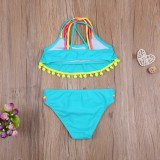 Costum de baie cu ciucuri din 2 piese drool (culoare: bleu, varsta: 3 - 4 ani)
