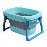 Cada pliabila pentru baie, flippy, din pp+tpe, pentru copii 0-6 ani, cu picioare, suport de sezut, scurgere etans, 80 x 52 x 42 cm, albastru