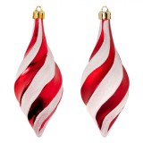 Set Ornamente Brad Crăciun, Conice, Glitter Holografic, Roșu, 14cm - 3 Bucăți, Oem