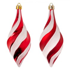 Set Ornamente Brad Crăciun, Conice, Glitter Holografic, Roșu, 14cm - 3 Bucăți