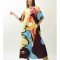 ROCHIE LUNGA POP ART MELEK CU BUZUNARE SI MANECA SCURTA EVAZATA TALIE UNICA Multicolora