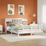 vidaXL Pat cu bibliotecă fără saltea, 180x200 cm, lemn masiv de pin