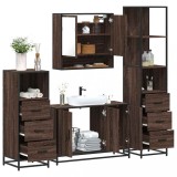 Gossi set de mobilier de baie din 4 piese din lemn de stejar maro