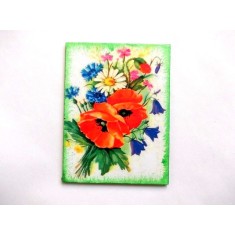 magnet frigider . buchet de maci .margarete si albastrele 35918