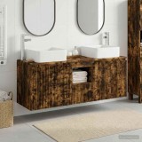 Cumpara ieftin Set dulap baie 3 buc. Stejar fumuriu 129 x 41 x 80 cm