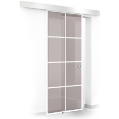 Usa culisanta Boss &reg; model Residence alb 60x215 cm, sticla bronz 8 mm, glisanta in ambele directii