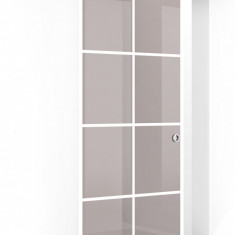 Usa culisanta Boss ® model Residence alb, 80x215 cm, sticla bronz 8 mm, glisanta in ambele directii