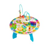 Masuta Senzoriala Bebelusi LEXI Lemn cu 7 Activitati Interactive: Xilofon, Margele, Clopotel - Motricitate si Educatie 40x17cm