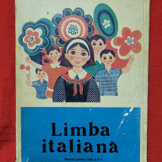 Limba ITALIANA - Manual scolar pt clasa a II a ANUL 1975, carte veche
